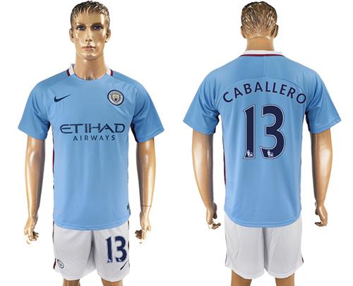 Manchester City #13 Caballero Home Soccer Club Jersey - Click Image to Close